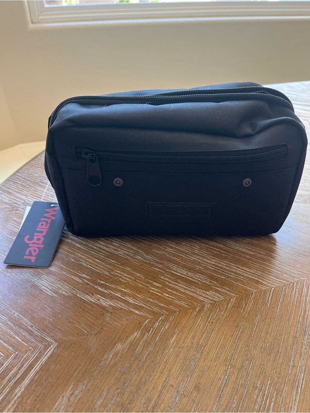 Wrangler Black Men's Travel Toiletry Bag with Front Zip Pocket